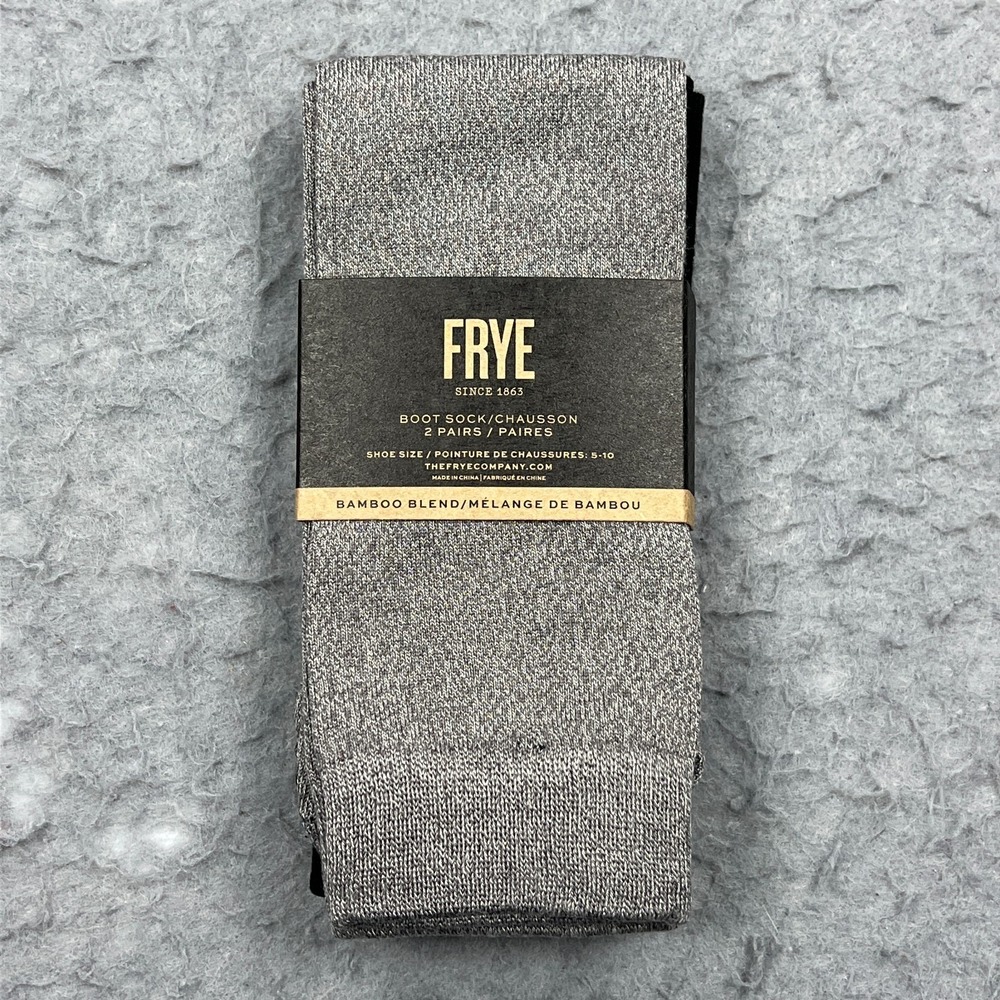 NEW Frye Socks‎ Women's Bamboo Boot Sock (2 Pack) Ash & Black Shoe Size 5-10